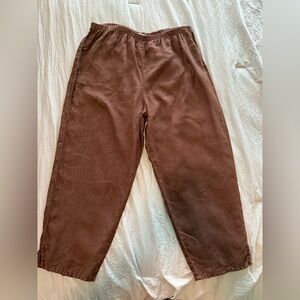 Russ Berens Malibu Pants Women Sz L‎ 100% Linen Vintage Brown High Waisted